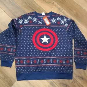 Marvel Captain America Men's Colorful Ugly Pullover Christmas Sweater Size 2XL